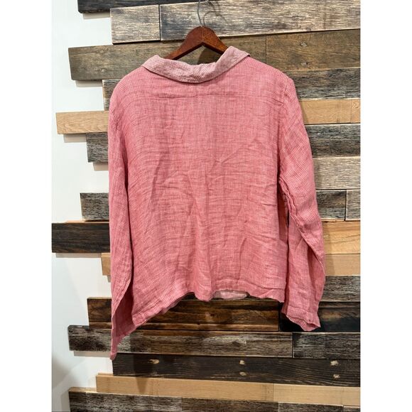 FLAX NWOT Linen Button Front Cropped cardigan Jacket Boho Lagenlook size M - Picture 3 of 10